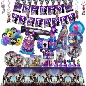 Fortnite | Fortnite Theme Birthday Party Decoration Supplies Shooting Game Tableware Cups Plates Tablecloth Balloon For Baby Shower Favors