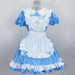 Japanese Maid Costume cos Cute Maid Womens Clothing Boss lolita Dress Lolita Dark Blue Dress