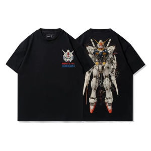 Bandai | TEE7 Japanese Anime Mobile Suit Gundam Summer Heavyweight Pure Cotton Vintage Short-sleeved T-shirts for Men and Women