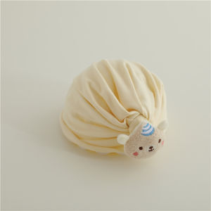 Cute Bear Baby Hat Infant Head Cover 0-12 Months Newborn Protection Cap Soft Mixed Fabric round Top No Brim Outing Suitable