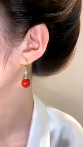 Bông tai kim cương mắt mèo vàng 18K - Trang sức nữ không gây dị ứng Combo rẻ hơn set bông tai bông tai nữ đẹp 18k Bong ngoc trai