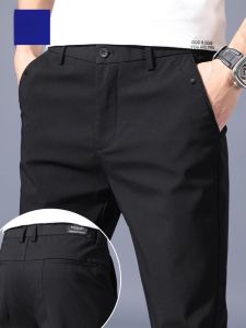 ROMON | Lormen Mens Summer Thin Ice Silk Casual Pants Slim Straight Business West Pants Breathable Fashion Long Trousers