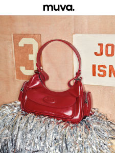 MUVA Original Niche Quality Underarm Bag for Women Cowhide Split Leather Zipper Closure Fashion Trendy Dumpling Shape