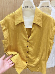 Elegant Polo Collar Short Sleeve Shirt Womens Fashion Summer New Arrival Single Button Design Sensation Flying Sleeve Top