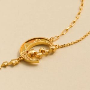 Chow Sang Sang 周生生 999 Gold Essence Moon and Star Necklace for Women 47cm 94089N Price-by-Weight 6.36g Gold