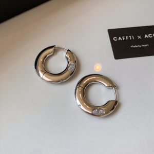 Golden Rotating Diamond Hoops Earrings Metal Simple Circle Studs Fashionable Elegant Geometry Design Handmade Earring Set