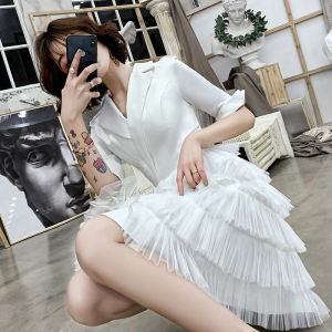 Elegant White Evening Gown Womens Fashionable Ball Dress Luxury Petite High-End Casual Wearable Celebrity Style Mid-Waist Skirt