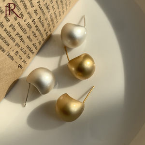 Frascati Minimal Design Smooth Oval Metal Beans Stud Earrings For Cute Girls New Fashion Jewelry Party Simple Accessories For Women