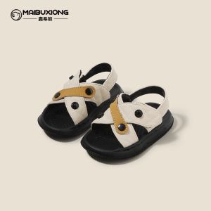 Mabu Bear Childrens Sandals Baby Walking Shoes Soft Bottom Boys Girls Toddler Shoes Anti-Slip Low Cut Super Faux Leather