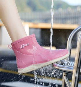 Giày Đi Mưa Chống Trượt Ngoài Trời Ngắn Mùa Thu Thường Ngày Cho Nữ Giày Đi Làm Bằng PVC Lưới Chống Nước