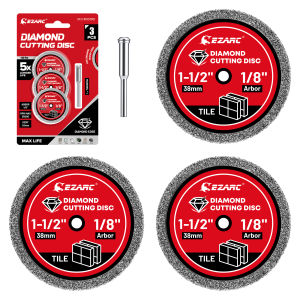 EZARC 38mm Diamond Cutting Discs with Mandrel Tile Cutting Wheel Rotary Tool Saw Blade for Tile Marble Grout Brick Porcelain