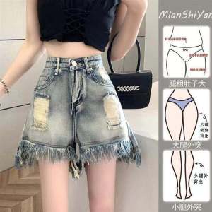 กางเกงขาสั้นยีนส์ทรงหลวมเอวสูงสำหรับผู้หญิงไซส์ใหญ่ กางเกงขาสั้นทรงหลวมสำหรับผู้หญิงในช่วงฤดูร้อนปี 2014 ทรงหลวม ทรงเข้ารูป ทรงเข้ารูป