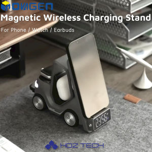 Inovagen 15W Trạm Sạc nhanh với báo động và ánh sáng môi trường 5 trong 1 đế sạc không dây điện thoại Smartwatch tai nghe đế sạc bàn