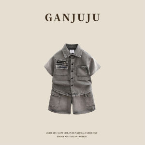 BOGUXIONG | Children Boys Summer Denim Style Short Sleeve Shirt Suit 2 Pieces