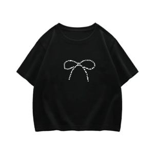 Áo babytee croptop nữ hình nơ áo thun nữ HLFashion