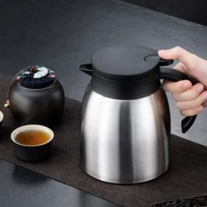 1200ml Thermos Tea Pot 304 Stainless Steel Large Capacity Coffee Tea Kettle with Tea-strainer Home Office Brewing Teapot