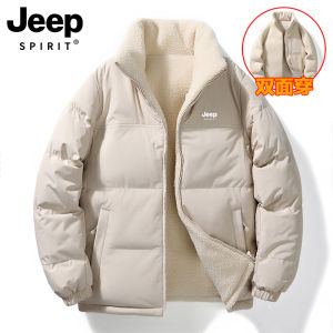 Jeep Double-Sided Wear Cotton Jacket Women Winter Thickened Flocking Lamb Fur Lined Coat Stylish Commuter Style Zipper Closure