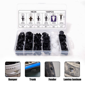 100pcs Mixed Auto Fastener Clip Car Body Push Retainer Pin Rivet Bumper Door Trim Panel Retainer Fastener Kit Car Accessories