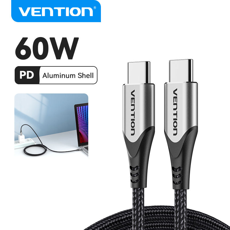 Vention 60W Type C to Type C Cable PD 100W Fast Charging Cable for iphone 17 16 15 14 Xiaomi Samsung MacBook Switch Laptops Data Cord USB C to USB C Charging Cable