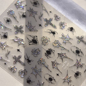 1PC 5D Jelly Nail Sticker Black Cat Red Heart Bow Cherry Evil Eye Star Gothic Style Self-adhesive Nail Art Stickers Decorations
