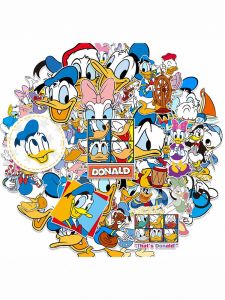 50-Piece Donald Duck Cartoon Sticker Set Waterproof Decorative Expressions DIY Phone Water Cup Computer Skateboard Luggage Car Helmet Power Bank Stationery Guitar Fridge Tablet Stickers