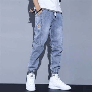 Spring Autumn Black Blue Jeans Mens Loose Harem Workwear Jeans Mens Street Jeans Trousers