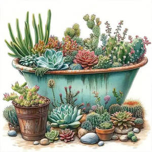 Huacan 5D Full Drill Diamond Painting Succulent Potted Plant Mosaic Diamond Embroidery Kit Diy Wall Paintings Handmade Crafts