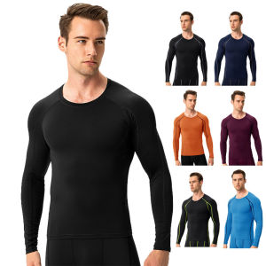Sports Quick-Drying Tights Mens Long-Sleeve Blouse Running Fitness Football Breathable High Elastic Training Base Basketball Wear Spring