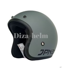 Helm Bogo Retro JPN Original Abu lava Metalik satu paket dengan kaca bahan Termoplatik ABS yang kuat dan tahan lama