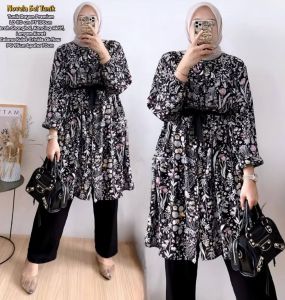 New Oneset Tunik Rayon Novela Setelan Wanita 2025 Kekinian Fashion Muslim Terbaru