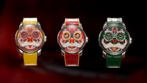 Lucky Harvey Lunar Zodiac Lion Mask Leather Strap Automatic Men Watch 43mm