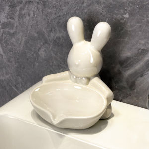 Large Size Bear Soap Dish Bathroom Decorative Storage Shelf Toilet Accessories Ceramic Material Nordic Style Home Decoration