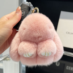 Authentic Ruqiu Mini Plush Rabbit Keychain Cute Toy Car Keystring Bag Charm Cute Dead Hanging Decoration Rex Rabbit Hair Material