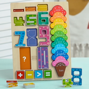 Oldlaiben 3D Wooden Puzzle Games Kids Montessori Toys Number Cognition Arithmetic Preschool Learning Toys Gift
