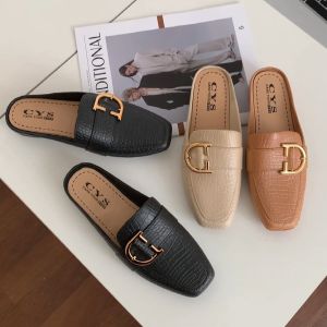 Sepatu Sandal Wanita Low Heel Kulit PVC Woman Formal Kasual Polos Slip On Cewek Simpel COD SPT-30