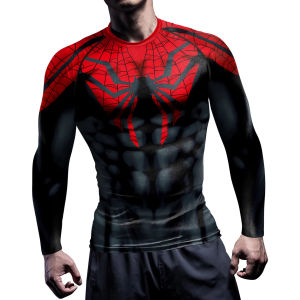 Compression Shirts for Men Long Sleeve Comics Spider Cosplay T-Shirt Superhero Top Elastic Fitness Sportwear Fitness Top Clothes