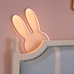 Bedside Night Light Rabbit Cartoon Plug-In Bedroom Sleep Lamp Atmosphere Wall Light Girls Childrens Smart Switch Control LED
