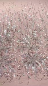 luxury african fabrics Sequins Pearls Lace Fabric High Quality French Heavy Beaded Tulle Lace Fabric Nigeria For Bridal Dress