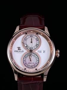 Men Automatic Mechanical Watch 50M Water Resistant 316 Stainless Steel Calfskin Strap Week Date Display Business Large Dial