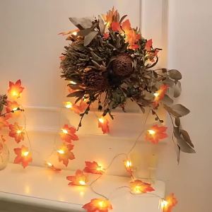 Halloween Maple Leaf Fairy Lights LED Autumn Fall String Lights for Thanksgiving Harvest Outdoor Indoor Decor Battery Powered