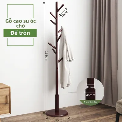 HAOMEIJIA | Giá Treo Áo và Túi Gỗ Thiên Nhiên Đứng Tự Do cho Phòng Ngủ