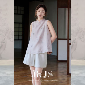 JK&JS | Chinese Style Floral Embroidered Sleeveless Women Vest