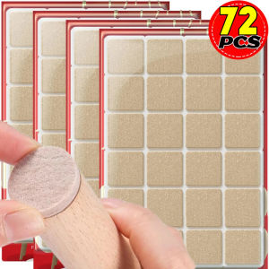 แผ่นรองขาเก้าอี้ผ้าสักหลาด72ชิ้นแผ่นรองขาโต๊ะแบบหนาพื้นเฟอร์นิเจอร์ป้องกันรอยขีดข่วนแผ่นกาวในตัวกันลื่นปิดเสียง Aksesori Perabot DIY
