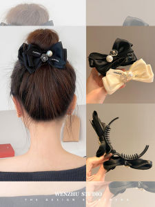 กิ๊บติดผมรูปฉลามสีดำพร้อมโบว์ผีเสื้อสำหรับผู้หญิง กิ๊บติดผมทรงหัวกลม จับจีบ แฟชั่นใหม่ สไตล์เกาหลี ประดับผมแบบไฮเอนด์