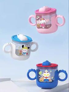 280ml Baby Cartoon Sippy Straw Cup Toddlers Anti-fall Training Water Cup Baby Drinking Milk Cup