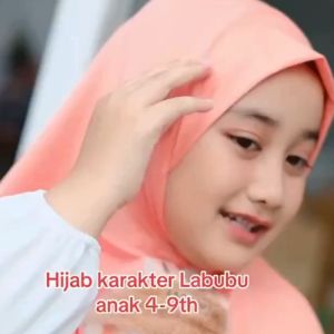 Jilbab Instan Anak Perempuan Karakter Labubu Usia 4 - 9 Tahun