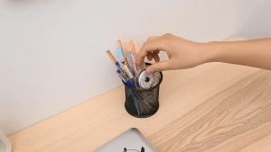 Giỏ Đựng Bút Lưới Sắt Văn Phòng Để Bàn Ống Đựng Bút Kim Loại VUÔNG TRÒN Văn Phòng Phẩm-HAUSE