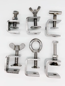 304 Stainless Steel U-Type Heavy Duty Desktop Clamp Adjustable Desk Fixed Holder Clip Multi-Function Hardware Fastener Opening Clamp Hand Tightening Fixed Clamp Tool for Plumbing And Piping