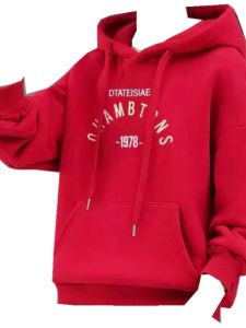 หนาขึ้น ผ้าขนแกะ มีฮู้ด เสื้อสเว็ตเชิ้ต ผู้หญิง ฤดูหนาว เสื้อวอร์มพิมพ์ลายหลวมแขนยาว ลำลอง ใส่สบาย ระบายอากาศได้ดี สตรีทแวร์