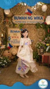 Buwan ng Wika Floral Embroid Traditional Filipiniana Gown For Kids - Philippine Cultural Event Attire